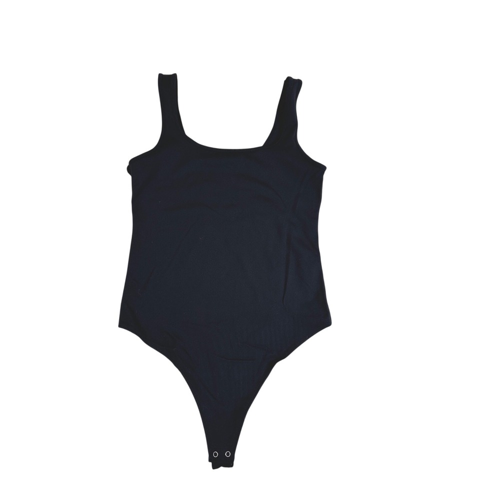 Abercrombie & Fitch Soft A&F Collection Black Square Neck Thong Bodysuit Medium